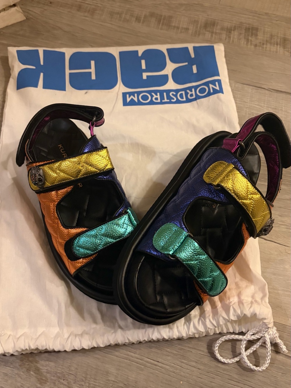 Kurt Geiger Kids Metallic Rainbow Strap Sandals